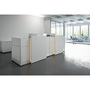 KANSOLE Flex 130" Straight Reception Desk with Lighting Panels, Composition 1