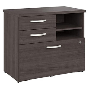Bush Business Furniture Studio A 26-inch Office Storage Cabinet with 2 Shelves and Drawers, Storm Gray
