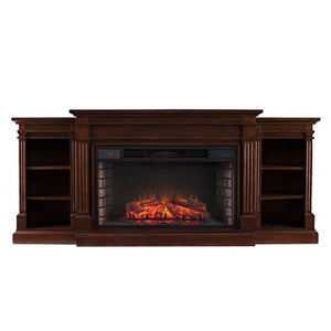 Southern Enterprises Rider Widescreen Electric Fireplace with Bookcase, Espresso Finish