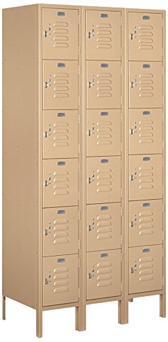 Salsbury Industries 66368TN-U Six Tier Box Style 36-Inch Wide 6-Feet High 18-Inch Deep Unassembled Standard Metal Locker, Tan Brown