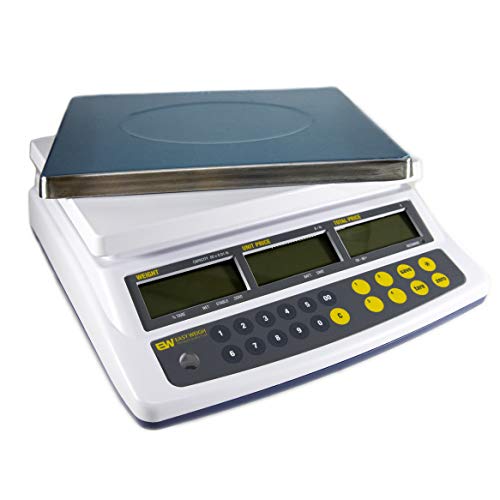 Easy Weigh CK-60 Digital Price Computing Scale Rechargeable Battery Operated, NTEP Approval Class III, LCD Display, Portable Compact, Stainless Steel Platter, (60 x 0.01lb)