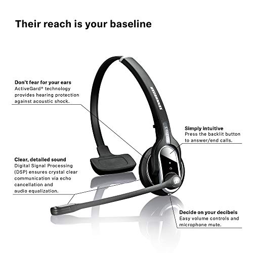 Sennheiser SD Pro 1 ML (506010) - Single-Sided, Multi Connectivity Wireless DECT Headset for Desk Phone & Certified for Skype for Business, Ultra Noise-Cancelling Microphone (Black)
