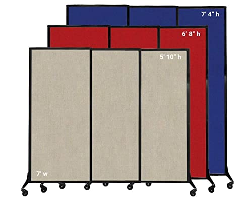 VERSARE QuickWall Sliding Portable Partition | 3 Panel Room Divider | Sound Absorbing | 7' Wide x 6'8" Tall | Marble Gray Panels