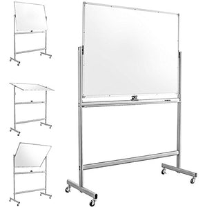 Mobile Dry Erase Magnetic Whiteboard-47"(W) x 36"(H) - Double Sided with Easy Flip Feature