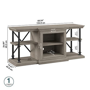 Bush Furniture Coliseum Designer Desk and Chair Set with Lateral File Cabinet, Bookcase, 60W, Driftwood Gray