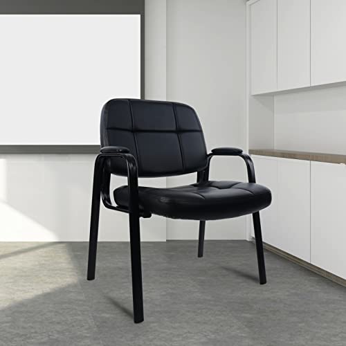 CLATINA Big & Tall Bonded Leather Guest Chair for Office Reception - Black (4 Pack)