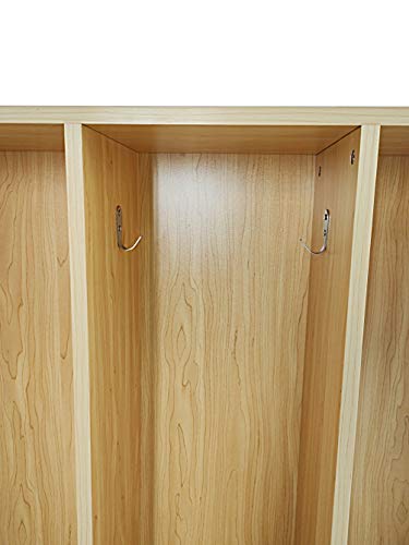 FixtureDisplays® 4-Section Kids School Coat Locker 41 X 13 X 43" with Bench and Cubbies, Backpack and Cubby Storage Organizer with Hooks, MDF Wood Locker for Daycares, Classrooms‘ Homes 10059-NPF