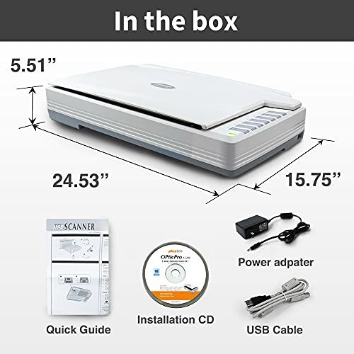 Plustek OpticPro A320E A3 CCD Flatbed Scanner - 12" x 17" Scan Area, 7.8 Second Speed