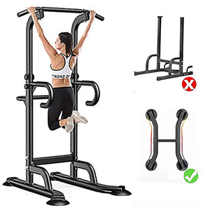GREARDEN Power Tower Dip Station Pull Up Bar Exercise Tower Adjustable Pull Up Station Pull Up Tower Bar for Home Gym Multi-Function Strength Training Fitness Equipment