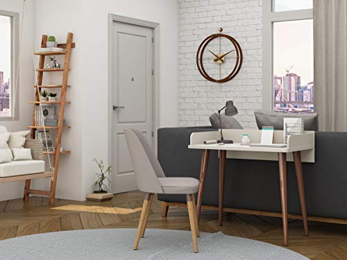 Manhattan Comfort Hampton Modern Home Basic Furniture Office Set with Writing Desk, Bookcase, and Floating Wall Décor Shelves, 3 Piece, Off White