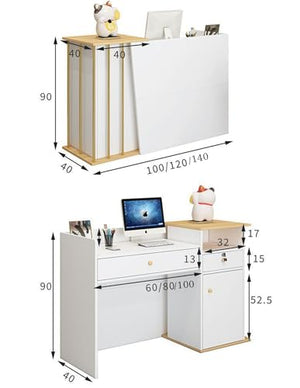 GLDWEY Reception Counter Marble Color 140x40x90cm - Ideal for Various Businesses