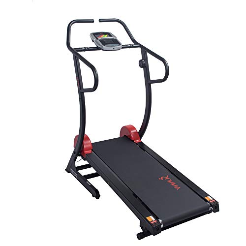 Sunny Health & Fitnesss Manual Treadmill with Adjustable Incline, Magnetic Resistance, 300 LB Max Weight, LCD and Pulse Monitor, Tablet Holder- SF-T7878,Black