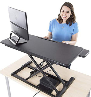 Stand Steady Flexpro Hero Power | Electric Standing Desk Converter/Desk Riser with Wireless Charging | Turns Any Desk into a Sit to Stand Up Desk | Integrated Phone/Tablet Holder (37.5 Inch/Black)