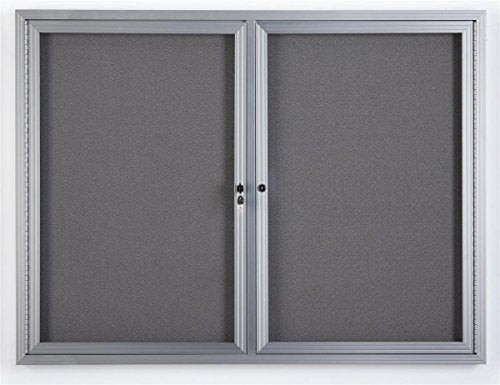 Displays2go 48" x 36" Wall Mounted Enclosed Bulletin Board with 2 Doors, Locking, Aluminum (FBSW43SVLG)