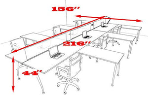 6 Person Acrylic Divider Office Workstation Desk Set, OF-CON-AP54