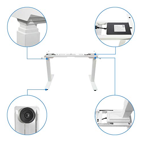 AD ARAZY Electric Stand Up Desk Frame, Dual Motor Height Adjustable Standing Base DIY Workstation with Memory Controller (White Frame) (White)