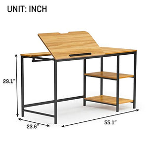 Unknown1 55 Inch Multi-Function Drafting Table Drawing with Adjustable Tiltable Stand Board Rectangle Wood Height