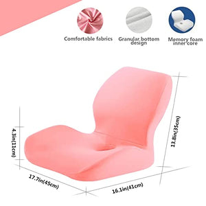 LSTQPK Ergonomic Seat Cushion for Work Chair - Pink, Plus Size, Tailbone and Lumbar Support