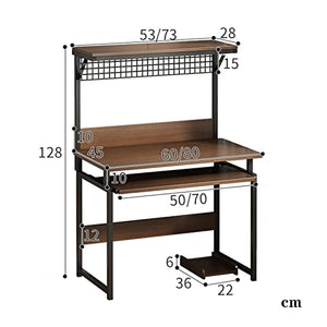 None Computer Desks Multifunctional Desktop PC Desk with Bookshelf Home Office Sturdy Metal Frame Modern Writing Workstation (80*45*128cm)