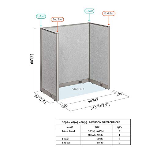 GOF Cubicle Office Partition/Room Divider/Workstation (30D x 48W x 60H)