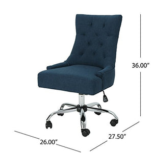 Christopher Knight Home 304968 Bagnold Desk Chair, Navy Blue + Chrome