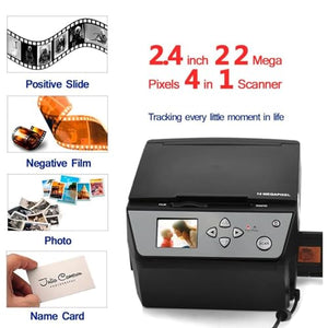 BaNbe Film and Slide Scanner 22MP High-Resolution Negative Converter - Convert Color & B&W 135Film/35mm/110Film to JPG, USB Output