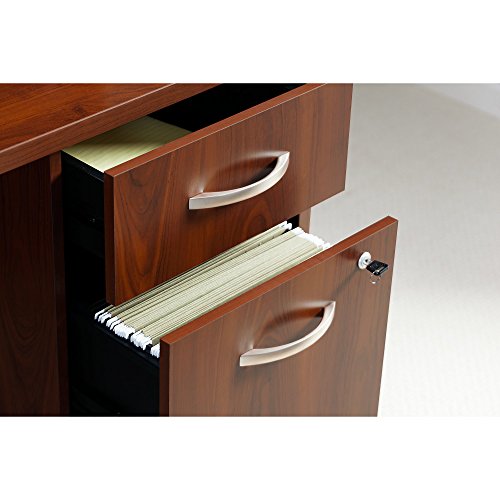 Bush Business Furniture Series C Elite 60W x 24D L-Desk with 3/4 Pedestal in Hansen Cherry