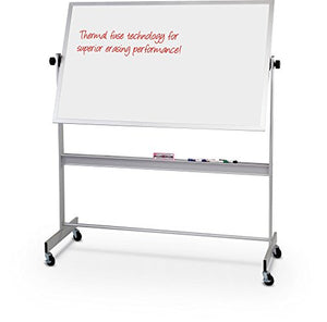 Best-Rite Deluxe Reversible Mobile Whiteboard, Dura-Rite HPL Markerboard Both Sides, Aluminum Trim, Panel Size 4 x 6 Feet (668AG-HH)