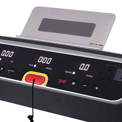 Sunny Health & Fitness No Assembly Motorized Folding Running Treadmill, 20" Wide Belt, Flat Folding & Low Profile for Portability with Speakers for USB and AUX Audio Connection - Strider, SF-T7718