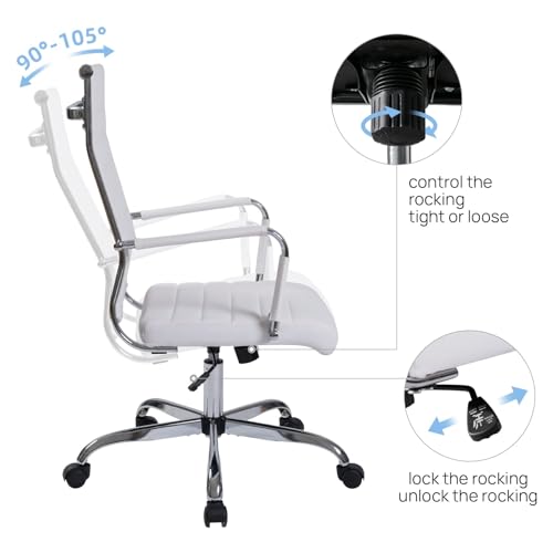 Walmokid Office Task Chair Set of 6, Ergonomic Leather Conference Room Chairs White