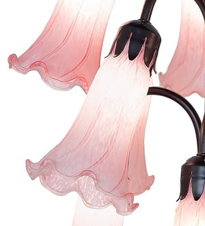 Meyda Lighting Pink Tiffany Pond Lily Floor Lamp 63" High - 12 Lights