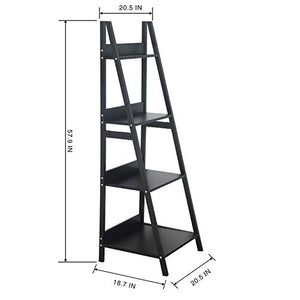 GreenForest L Shaped Desk and Ladder Shelf Bundle, Industrial Style Home Office Furniture Set, Black