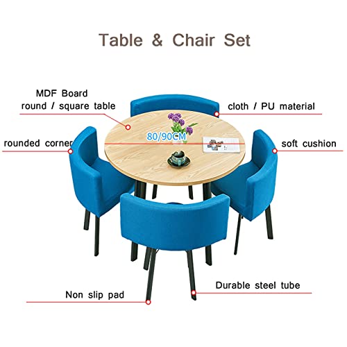 Round Club Table and Chair Set - 80cm Office Reception Furniture Nordic Design - Beige