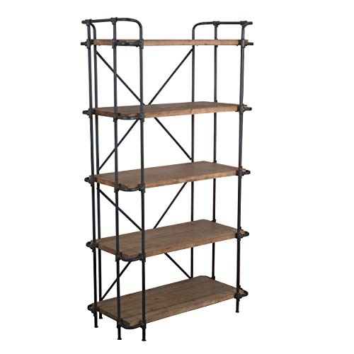 Christopher Knight Home 295968 Deal Furniture Cobek 5-Shelf Industrial Design Solid Wood Bookcase, Brown