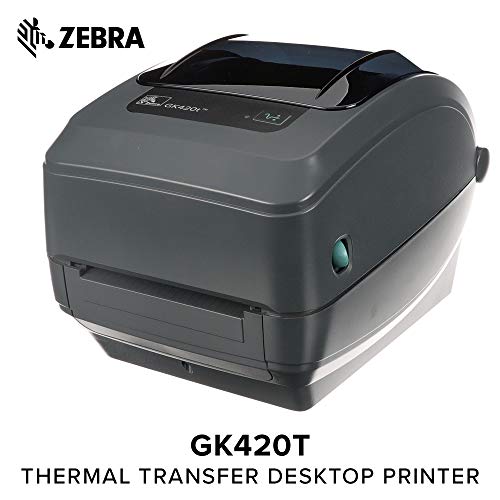 Zebra - GK420t Thermal Transfer Desktop Printer for labels, Receipts, Barcodes, Tags, and Wrist Bands - Print Width of 4 in - USB and Ethernet Port Connectivity - GK42-102210-000