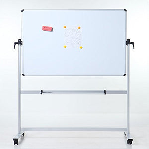 VIZ-PRO Double-sided Magnetic Mobile Whiteboard,72 x 48 Inches Aluminium Frame and Stand