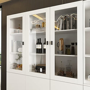 AIEGLE 3-pc Large Bookshelf Set with Glass Door, White (62.9" W x 12.2" D x 70.9" H)