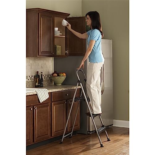 Generic Three Step Steel Stool with Plastic Steps Black