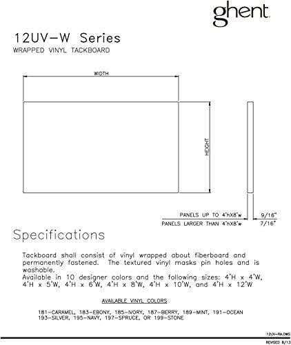 Ghent 48.5 x 72.5 Inches Vinyl Bulletin Board, Wrapped Edge, Ebony (12UV46-W183)