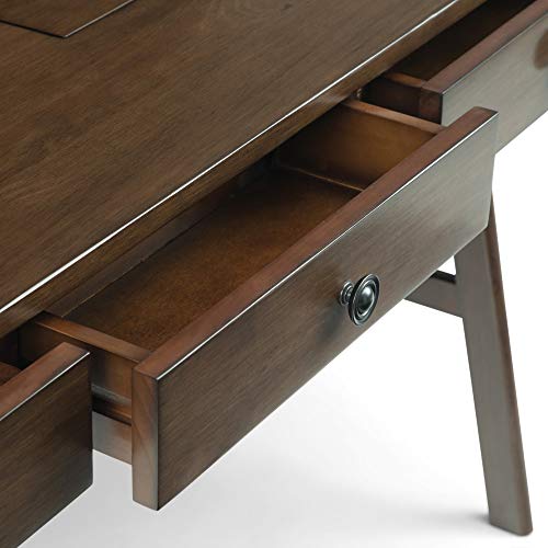 SIMPLIHOME Rylie SOLID WOOD Contemporary Modern 60 inch Wide Home Office Desk, Writing Table, Workstation, Study Table Furniture in Natural Aged Brown with 3 Drawers