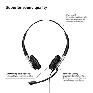 Sennheiser SC 665 (507256) - Double-Sided Business Headset | For Mobile Phone and Tablet Connection | with HD Sound & Ultra Noise-Cancelling Microphone (Black)