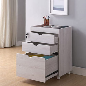 PayLessHere Mobile File Cabinet with 3 Drawers and Top Sorter - White