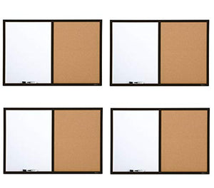 Quartet Dry Erase Board & Cork Board Combination, 2 x 3 Feet, Whiteboard & Corkboard, Black Frame (95223B) (Pack of 4)