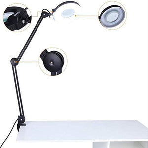 FBITE LED Magnifying Lamp with Clamp, Super Bright Magnifier Glass Lamp - Full Daylight Lens, Adjustable Swivel Arm Light