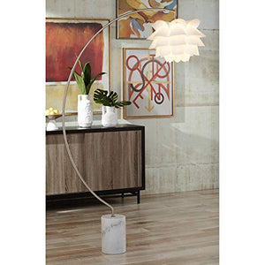 Modern Arc Floor Lamp Satin Nickel White Flower Shade for Living Room Reading Bedroom Office - Possini Euro Design