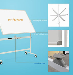 Easel-Style Dry Erase Boards Mobile 36 x 71 Inches Double Sided Whiteboard with Aluminum White Frame Pizarra Blanca Magnetica Móvil