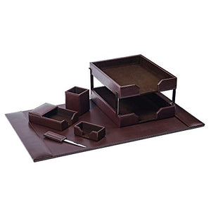 Dacasso Dark Brown Bonded Leather Desk Set, 8-Piece
