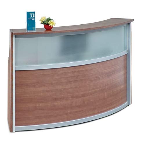NBF Signature Series Compass Reception Desk 72" Dark Walnut Laminate/Silver Trim