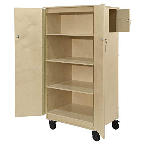 Contender Birch Storage Cabinets with Doors and Shelves, Office Storage Unit, Utility Cabinet Space For Daycare Supplies In Classroom Preschool [Comes Fully Assembled]