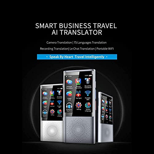 UsmAsk Language Translator Device, 2.8Inch Touch Screen, WiFi/Hotspot, 75 Languages, Grey